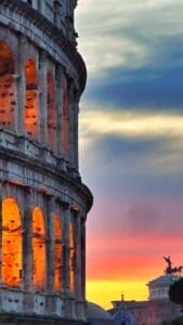 Italy Aesthetic - Colosseum Silhouetted by Sunset - Photo by Lisa Soots
